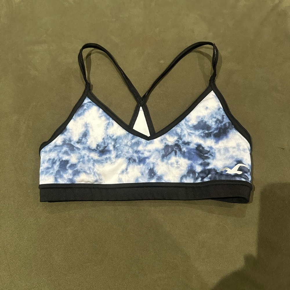 Hollister Blue and White Sports Bra